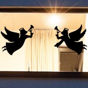 Christmas Angel Window Cling Decal silhouette Set:Reusable+ Durable